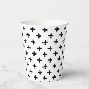 Black Ink Stoke Cross Pattern Paper Cups