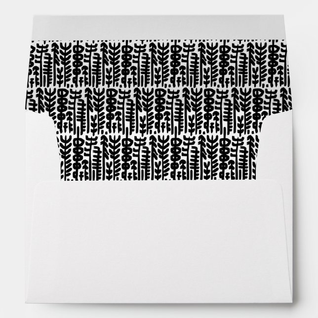 Black Ink Stroke Tree Pattern Envelope (Back (Bottom))
