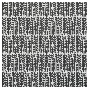 Black Ink Stroke Tree Pattern Fabric