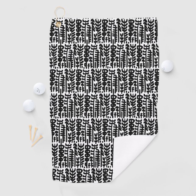 Black Ink Stroke Tree Pattern Golf Towel (InSitu)