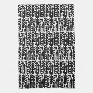 Black Ink Stroke Tree Pattern Kitchen Towel