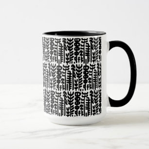 Black Ink Stroke Tree Pattern Mug