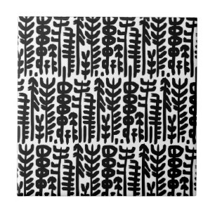 Black Ink Stroke Tree Pattern Tile