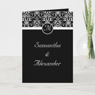 Black  Insignia Monogram Folded Wedding Invitation