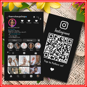 Black Instagram QR CODE Business Card