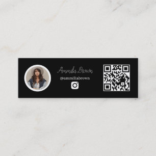 Black Instagram QR Social Media Influencer Link Mini Business Card