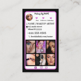 Black Instagram QRcode Makeup Artist Social Media  Business Card