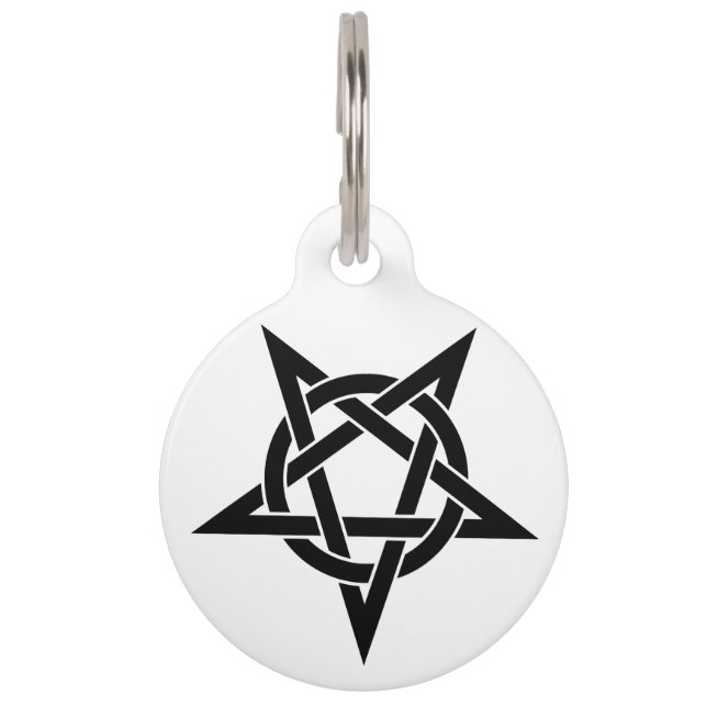 Black Inverted Pentagram Pet Tag (Front)