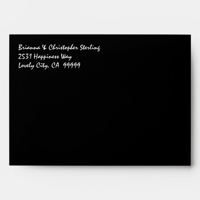 Black Invitation Envelopes Black and White Damask (Front)