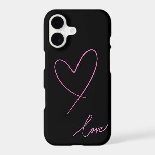 Black iPhone 17 Case with Heart and Love Design