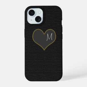 black iPhone 7 with a grey heart personalized 15 Case