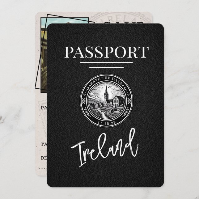 Black Ireland Passport Save The Date (Front/Back)