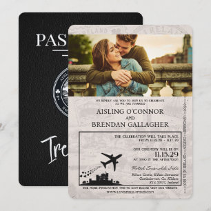 Black Ireland Passport Wedding Invitation