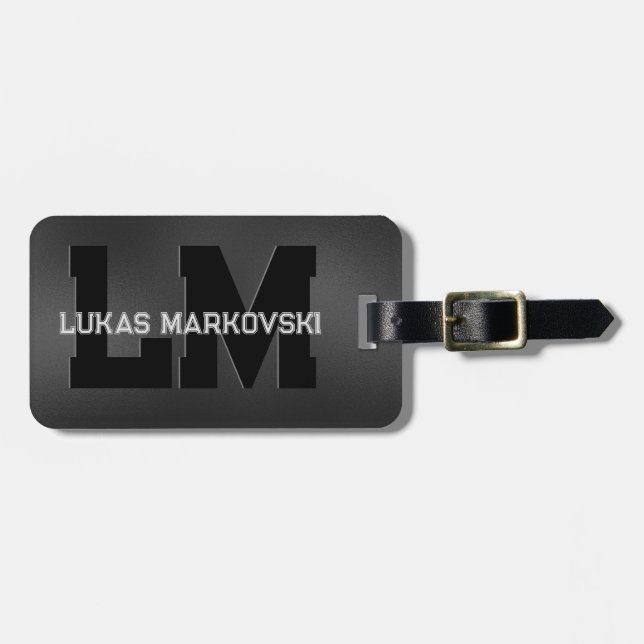 Black Iridescent background masculine design Luggage Tag (Front Horizontal)