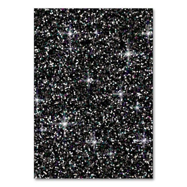 Black iridescent glitter table number (Front)