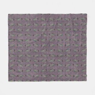 Black Iris on an antique tapestry Fleece Blanket