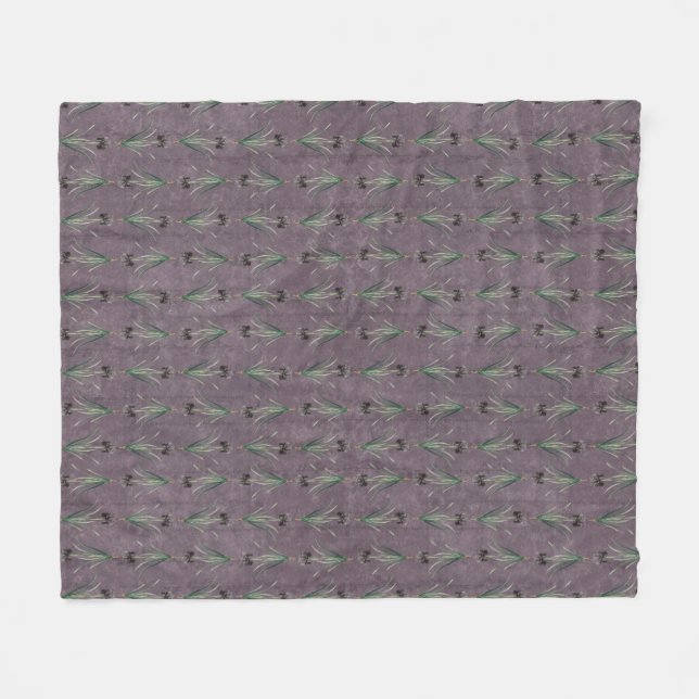 Black Iris on an antique tapestry  Fleece Blanket (Front (Horizontal))