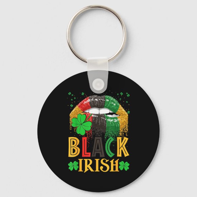 Black Irish Dripng Lips African American St Patric Keychain (Front)