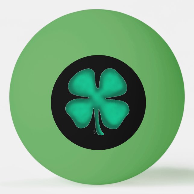 Black Irish green 1-star ping pong ball (Front)