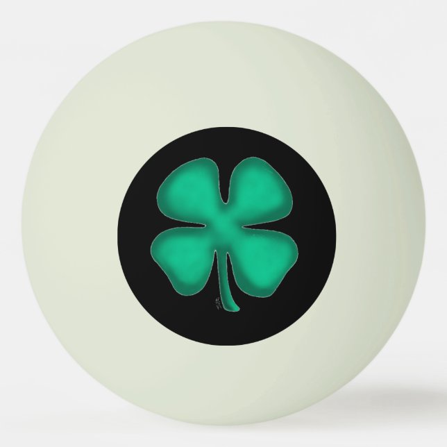 Black Irish green glow 1-star ping pong ball (Front)