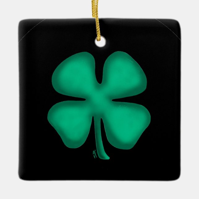 Black Irish square ceramic ornament (Front)