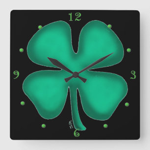 Black Irish square wall clock