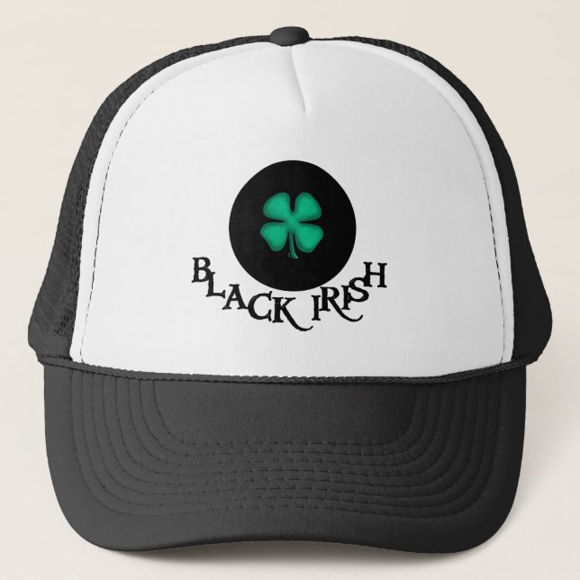 Black Irish white and black foam trucker hat (Front)