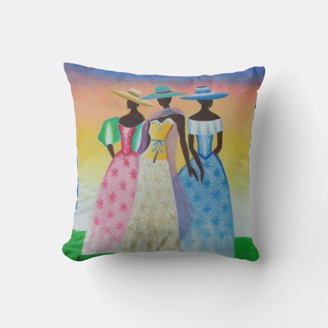 Black is Beautiful African Art Throw Pillow (Front)