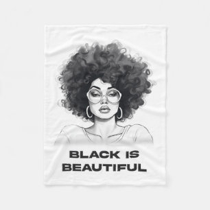Black Is Beautiful Woman Black Afro Girl Natural H Fleece Blanket