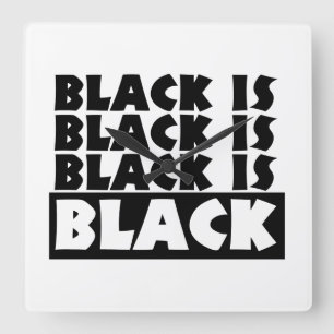 Black Is Black Square Wall Clock