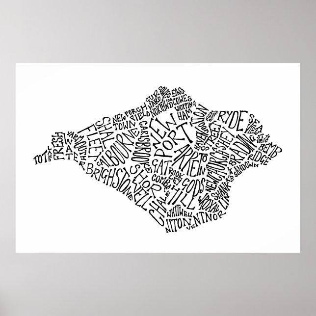 Black Isle of Wight Text Map Poster (Front)