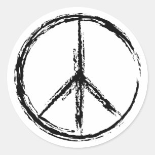 Black isolated creative peace sign classic round sticker