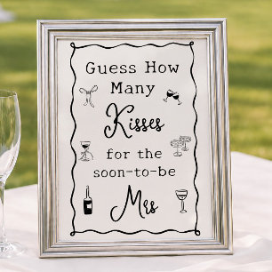 Black Italian Bridal Shower Guess How Many Kisses Poster