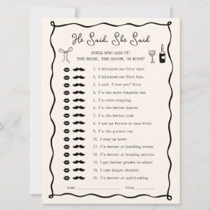 Black Italian Bridal Shower Who Said Game Card