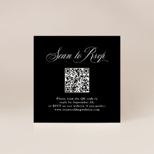 Black Italian Elegance RSVP with QR Code Enclosure Card