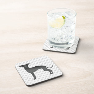Black Italian Greyhound Cute Cartoon Dog With Paws Coaster