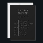 Black Itinerary & Timeline | Minimalist Wedding Invitation<br><div class="desc">This minimalist double sided wedding timeline card in black offers a bold yet elegant statement for couples seeking sophistication, drama, and refinement in their wedding details. The deep, timeless black background creates a striking contrast, providing a dramatic backdrop that enhances your celebration with class and elegance. On one side, the...</div>