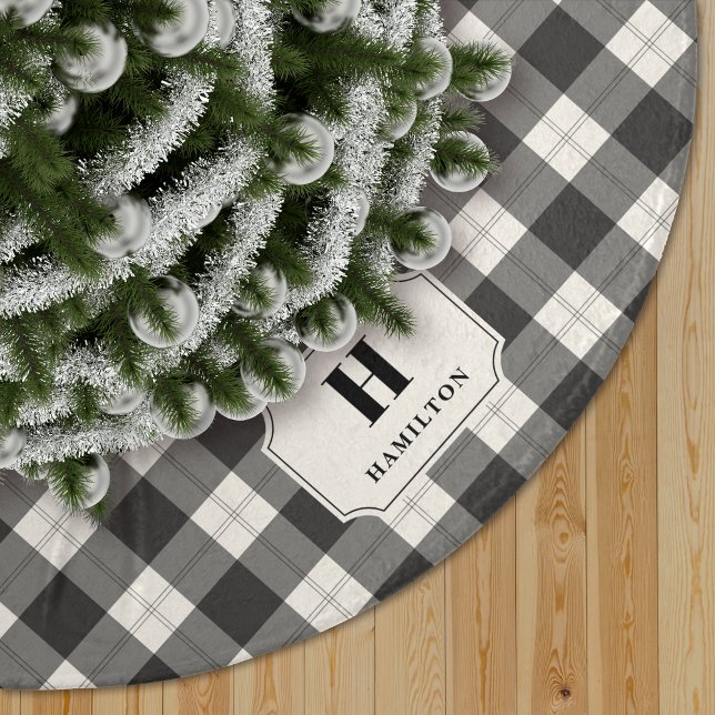 Black & Ivory Buffalo Plaid Monogram Tree Skirt (Creator Uploaded)