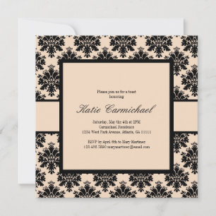 Black & Ivory Damask Invitation