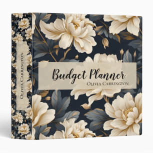 Black Ivory Floral Personalized Binder