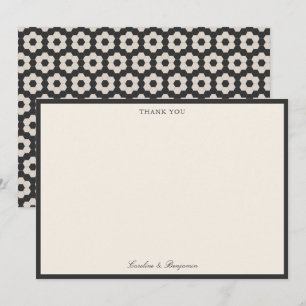 Black Ivory Geometric Hexagon Tile Custom Wedding Thank You Card