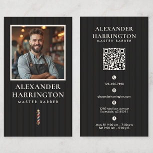 Black Ivory Master Barber Photo QR Business Card