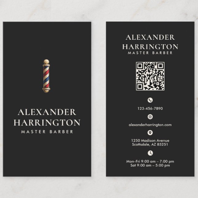 Black Ivory Master Barber Qr Code Business Card (Creator Uploaded)
