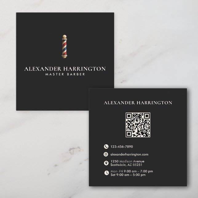 Black Ivory Master Barber Qr Code Business Card (Creator Uploaded)
