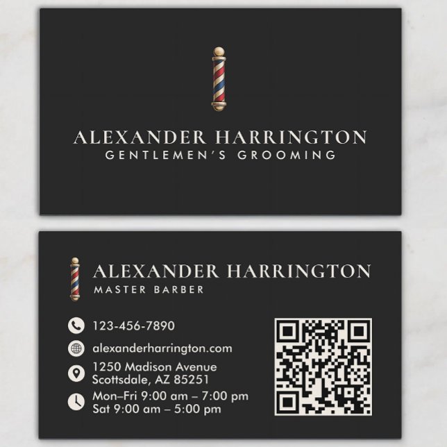 Black Ivory Master Barber Qr Code Business Card (Creator Uploaded)