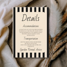 Black & Ivory Stripes Retro Minimal Wedding Detail