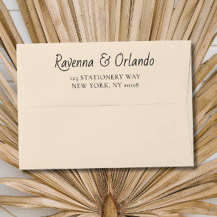 Black & Ivory Stripes Retro Minimalist Wedding Envelope