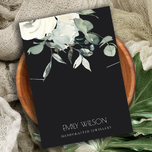 BLACK IVORY WHITE FLORAL BUNCH NECKLACE DISPLAY BUSINESS CARD