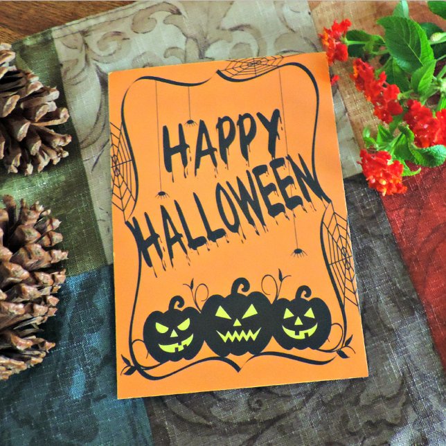 Black Jack O' Lanterns & Spiders Halloween Card (Creator Uploaded)