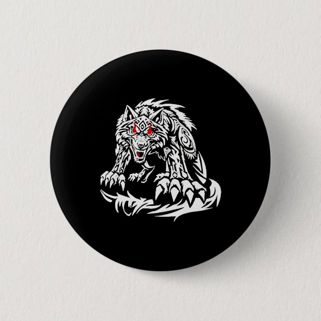 Black Jacob Fatu Wolf  2 Inch Round Button (Front)